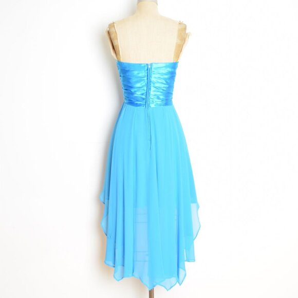 vintage Y2K prom party dress blue flutter fairy hi-lo short mini sequin Deb M - Picture 7 of 9